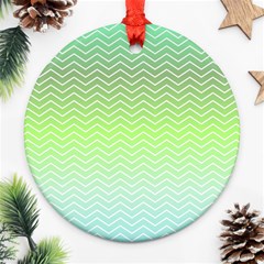 Green Line Zigzag Pattern Chevron Ornament (round) by Nexatart