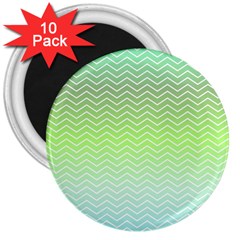 Green Line Zigzag Pattern Chevron 3  Magnets (10 Pack)  by Nexatart