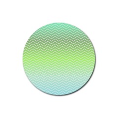 Green Line Zigzag Pattern Chevron Rubber Round Coaster (4 Pack)  by Nexatart