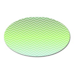 Green Line Zigzag Pattern Chevron Oval Magnet by Nexatart