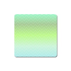 Green Line Zigzag Pattern Chevron Square Magnet by Nexatart