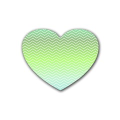 Green Line Zigzag Pattern Chevron Rubber Coaster (heart)  by Nexatart