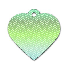 Green Line Zigzag Pattern Chevron Dog Tag Heart (one Side) by Nexatart