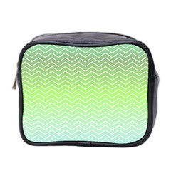 Green Line Zigzag Pattern Chevron Mini Toiletries Bag 2-side by Nexatart