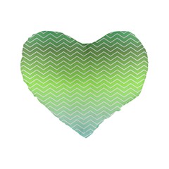 Green Line Zigzag Pattern Chevron Standard 16  Premium Heart Shape Cushions by Nexatart