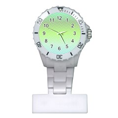 Green Line Zigzag Pattern Chevron Plastic Nurses Watch by Nexatart