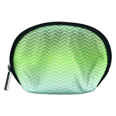 Green Line Zigzag Pattern Chevron Accessory Pouches (medium)  by Nexatart