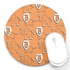 Lion Pattern Wallpaper Vector Round Mousepads by Nexatart