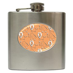 Lion Pattern Wallpaper Vector Hip Flask (6 Oz) by Nexatart