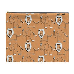 Lion Pattern Wallpaper Vector Cosmetic Bag (xl) by Nexatart