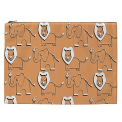 Lion Pattern Wallpaper Vector Cosmetic Bag (xxl)  by Nexatart