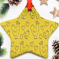 Chicken Chick Pattern Wallpaper Ornament (star) by Nexatart