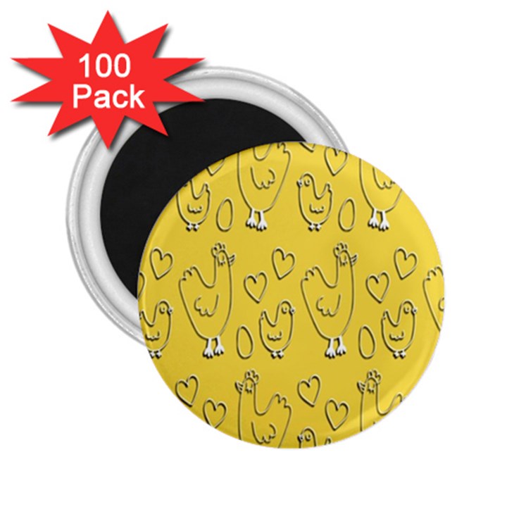 Chicken Chick Pattern Wallpaper 2.25  Magnets (100 pack) 