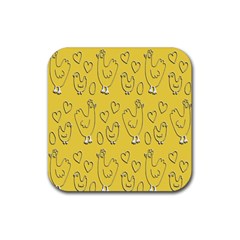 Chicken Chick Pattern Wallpaper Rubber Coaster (square)  by Nexatart