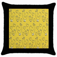 Chicken Chick Pattern Wallpaper Throw Pillow Case (black) by Nexatart