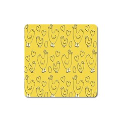 Chicken Chick Pattern Wallpaper Square Magnet by Nexatart