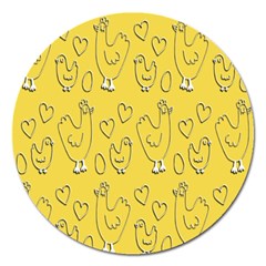 Chicken Chick Pattern Wallpaper Magnet 5  (round) by Nexatart