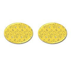 Chicken Chick Pattern Wallpaper Cufflinks (oval) by Nexatart