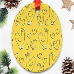 Chicken Chick Pattern Wallpaper Oval Ornament (two Sides) by Nexatart