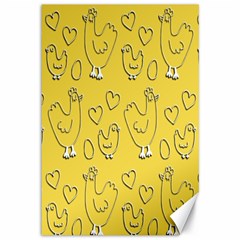 Chicken Chick Pattern Wallpaper Canvas 12  X 18   by Nexatart