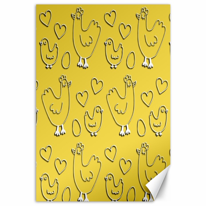 Chicken Chick Pattern Wallpaper Canvas 12  x 18  