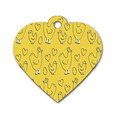 Chicken Chick Pattern Wallpaper Dog Tag Heart (one Side) by Nexatart