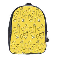 Chicken Chick Pattern Wallpaper School Bag (large) by Nexatart