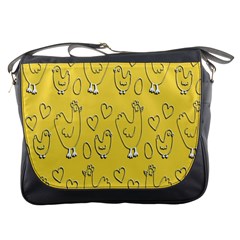 Chicken Chick Pattern Wallpaper Messenger Bags by Nexatart