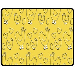 Chicken Chick Pattern Wallpaper Double Sided Fleece Blanket (medium)  by Nexatart