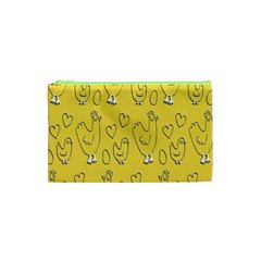 Chicken Chick Pattern Wallpaper Cosmetic Bag (xs) by Nexatart