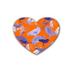 Seagull Gulls Coastal Bird Bird Rubber Coaster (heart)  by Nexatart