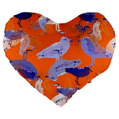 Seagull Gulls Coastal Bird Bird Large 19  Premium Heart Shape Cushions by Nexatart