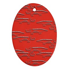 Crocodile Alligator Pattern Oval Ornament (two Sides) by Nexatart