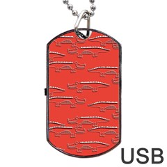 Crocodile Alligator Pattern Dog Tag Usb Flash (two Sides) by Nexatart