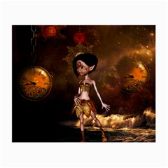 Steampunk, Cute Little Steampunk Girl In The Night With Clocks Small Glasses Cloth (2-side) by FantasyWorld7