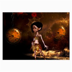 Steampunk, Cute Little Steampunk Girl In The Night With Clocks Large Glasses Cloth by FantasyWorld7