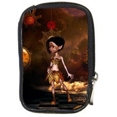 Steampunk, Cute Little Steampunk Girl In The Night With Clocks Compact Camera Cases by FantasyWorld7