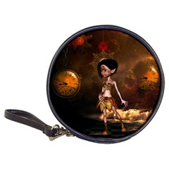 Steampunk, Cute Little Steampunk Girl In The Night With Clocks Classic 20-cd Wallets by FantasyWorld7