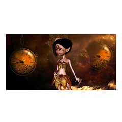 Steampunk, Cute Little Steampunk Girl In The Night With Clocks Satin Shawl by FantasyWorld7