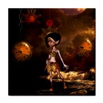 Steampunk, Cute Little Steampunk Girl In The Night With Clocks Tile Coasters Front