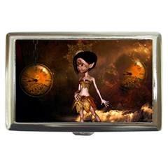 Steampunk, Cute Little Steampunk Girl In The Night With Clocks Cigarette Money Cases by FantasyWorld7