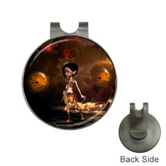 Steampunk, Cute Little Steampunk Girl In The Night With Clocks Hat Clips With Golf Markers by FantasyWorld7