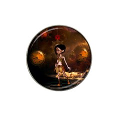 Steampunk, Cute Little Steampunk Girl In The Night With Clocks Hat Clip Ball Marker by FantasyWorld7