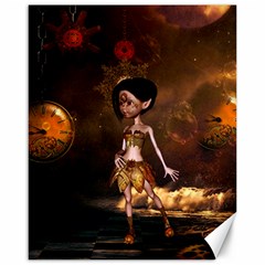 Steampunk, Cute Little Steampunk Girl In The Night With Clocks Canvas 16  X 20   by FantasyWorld7