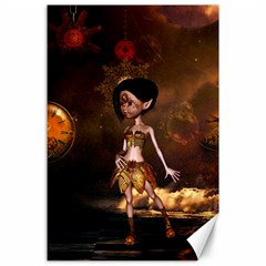 Steampunk, Cute Little Steampunk Girl In The Night With Clocks Canvas 24  X 36  by FantasyWorld7