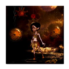 Steampunk, Cute Little Steampunk Girl In The Night With Clocks Face Towel by FantasyWorld7