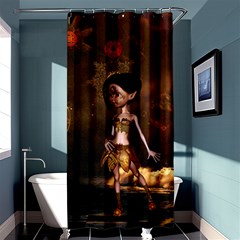 Steampunk, Cute Little Steampunk Girl In The Night With Clocks Shower Curtain 36  X 72  (stall)  by FantasyWorld7