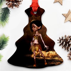 Steampunk, Cute Little Steampunk Girl In The Night With Clocks Christmas Tree Ornament (two Sides) by FantasyWorld7