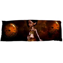 Steampunk, Cute Little Steampunk Girl In The Night With Clocks Body Pillow Case (dakimakura) by FantasyWorld7