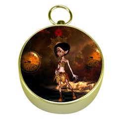 Steampunk, Cute Little Steampunk Girl In The Night With Clocks Gold Compasses by FantasyWorld7